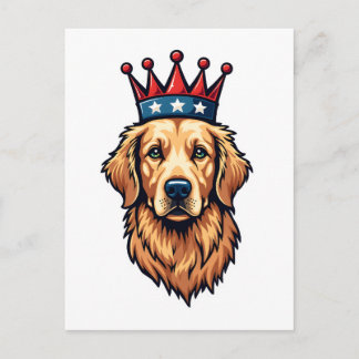 Patriotisk Golden Retriever Kron Emblem T-shirt Vykort