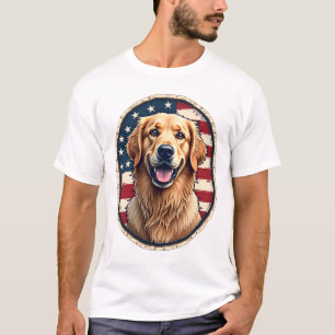 Patriotisk Golden Retriever-märke Vintage T-shirt 