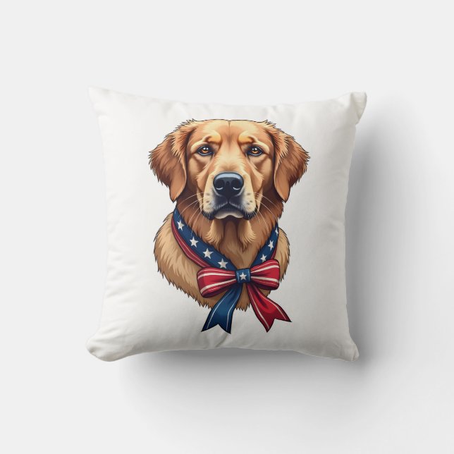 Patriotisk Golden Retriever minnesdags T-shirt 3 Kudde (Framsida)