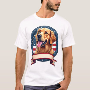 Patriotisk Golden Retriever Öppen Band Insignia Tr T Shirt