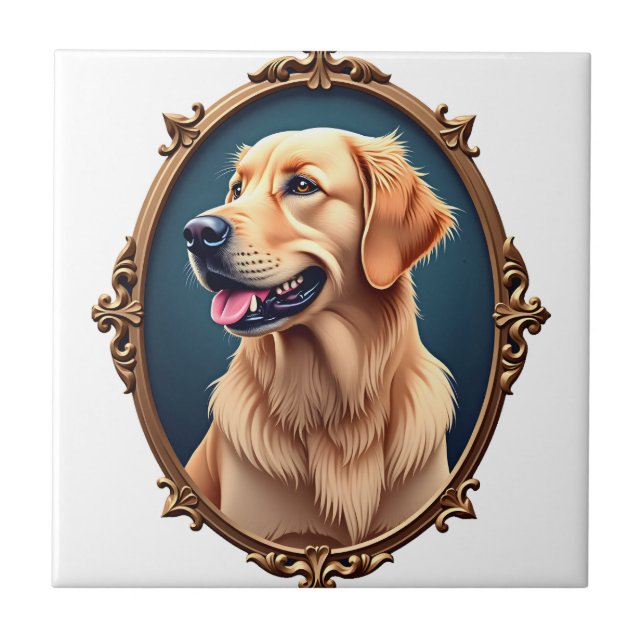 Patriotisk Golden Retriever Oval Cameo Tröja 2 Kakelplatta (Framsidan)