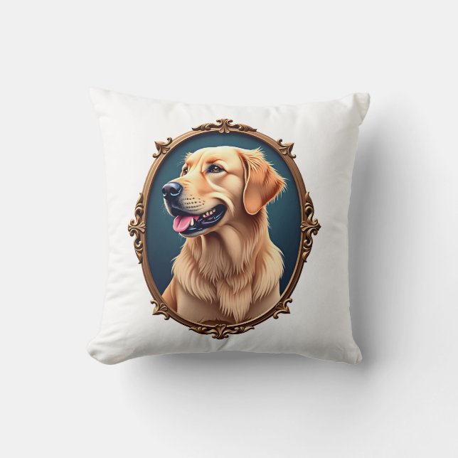 Patriotisk Golden Retriever Oval Cameo Tröja 2 Kudde (Framsida)