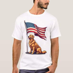 Patriotisk Golden Retriever-parad Banner T-shirt