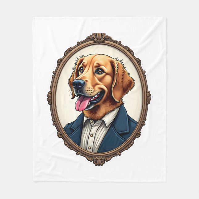 Patriotisk Golden Retriever Porträtt Vintage T-shi Fleecefilt (Framsidan)