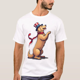 Patriotisk Golden Retriever Rising Profil T-shirt 