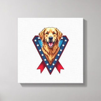 Patriotisk Golden Retriever Segerband T-shirt Canvastryck