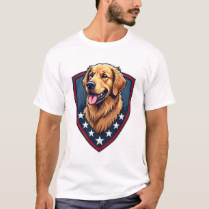 Patriotisk Golden Retriever Sköld Crest T-shirt 2