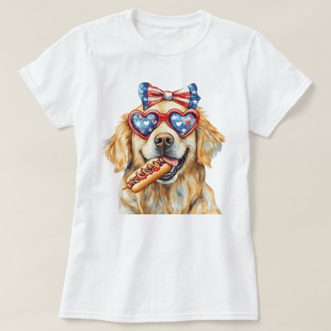 Patriotisk Golden Retriever T Shirt (Design framsida)
