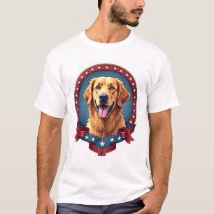 Patriotisk Golden Retriever Tribute-krage T-shirt