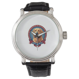 Patriotisk Golden Retriever Tribute-krage T-shirt Armbandsur