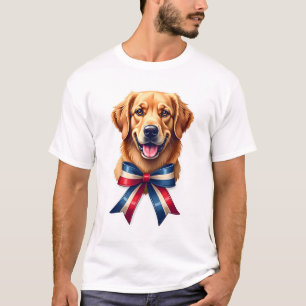 Patriotisk Golden Retriever Tvillingband T-shirt