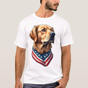 Patriotisk Golden Retriever USA Flagga Stil T-Shir T Shirt