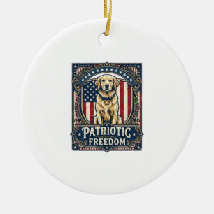 Patriotisk Golden Retriever Vector Grafisk T-Shirt Julgransprydnad Keramik