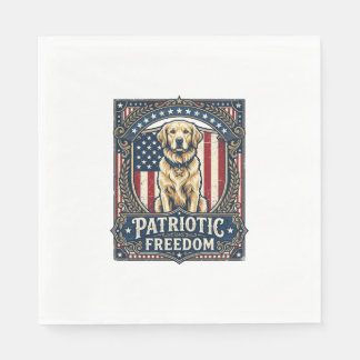 Patriotisk Golden Retriever Vector Grafisk T-Shirt Pappersservett