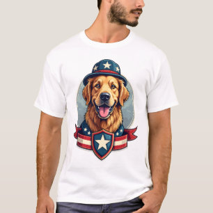 Patriotisk Golden Retriever Veteran Familj T-shirt