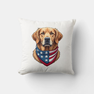 Patriotisk Golden Retriever Vintage Graverings T-S Kudde