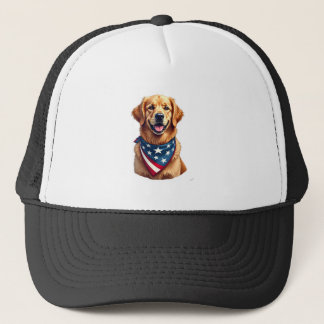 Patriotisk Golden Retriever Vintage Gravyr T-Shirt Keps