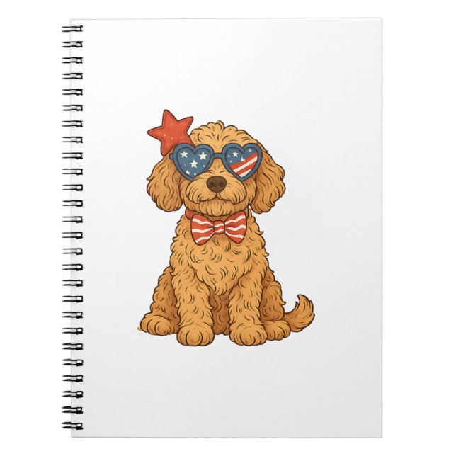 Patriotisk Goldendoodle-klippbild Anteckningsbok (Framsidan)