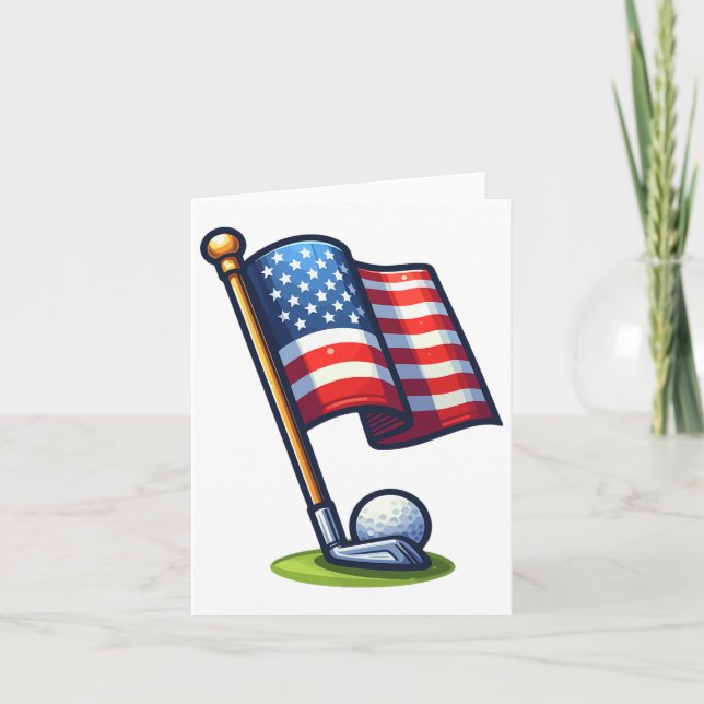Patriotisk Golf 4:e Juli Usa Självständighetsdag  Kort (Framsida)