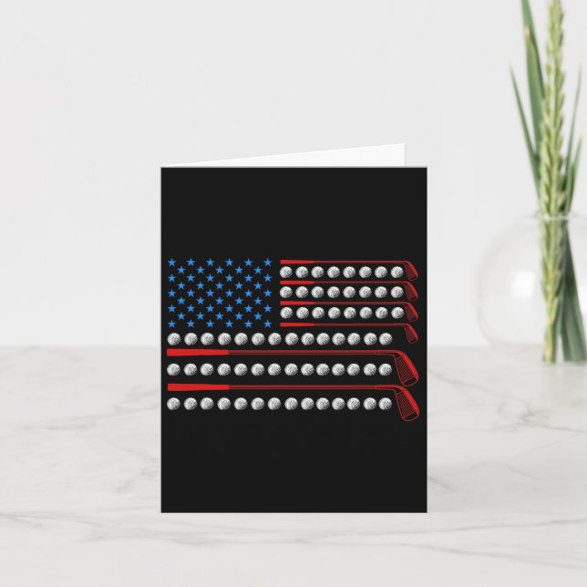 Patriotisk Golf Usa Flagga Golfklubbor 4:e Juli Go Kort (Framsida)