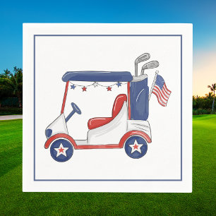 Patriotisk golfkärra Röd Vit Blå 4:e Juli Pappersservett