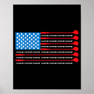 Patriotisk golfskjorta - USA Flagga Golfklubbor Go Poster