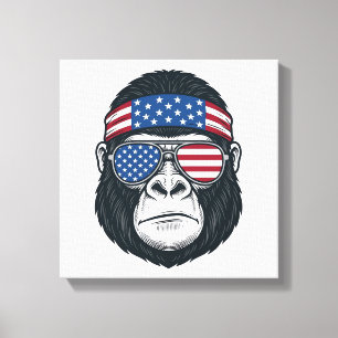 Patriotisk gorilla ansikte vintage gravyr vektor_1 canvastryck