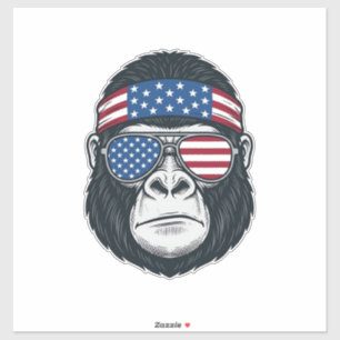 Patriotisk gorilla ansikte vintage gravyr vektor_1 klistermärken