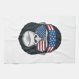 Patriotisk gorilla ansikte vintage gravyr vektor_1 kökshandduk