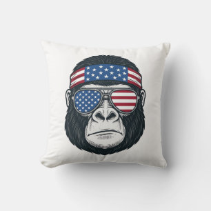 Patriotisk gorilla ansikte vintage gravyr vektor_1 kudde