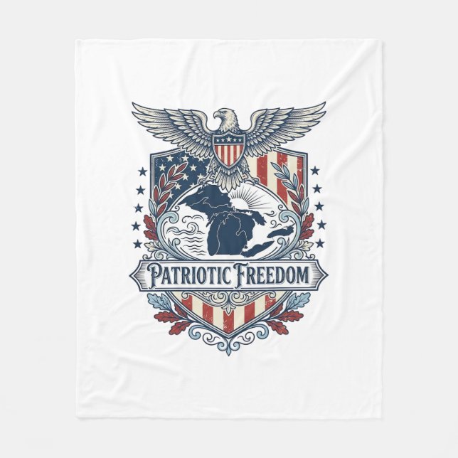 Patriotisk Great Lakes Pride Vector Grafisk T-shir Fleecefilt (Framsidan)