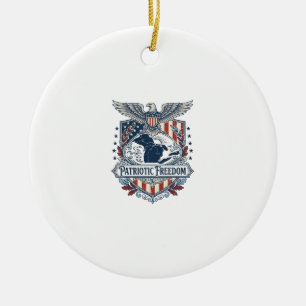 Patriotisk Great Lakes Pride Vector Grafisk T-shir Julgransprydnad Keramik