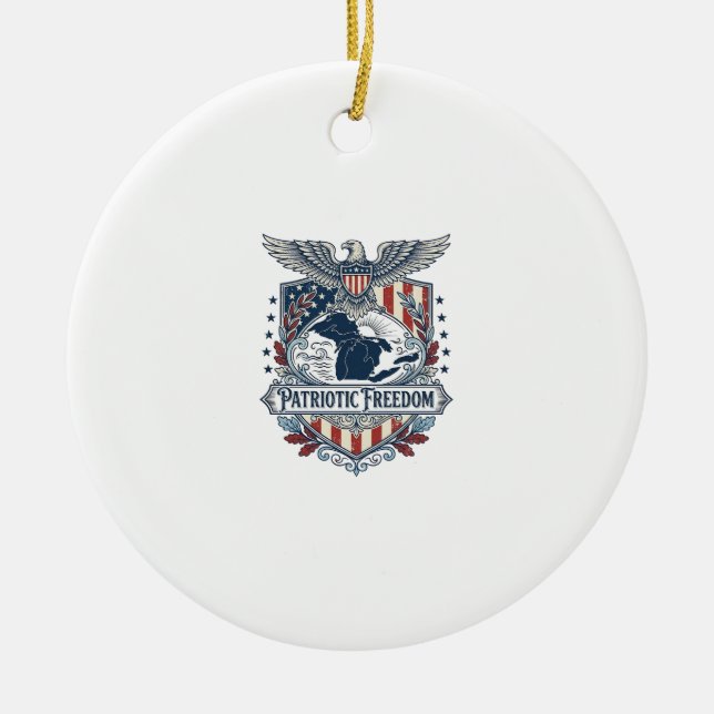 Patriotisk Great Lakes Pride Vector Grafisk T-shir Julgransprydnad Keramik (Framsidan)