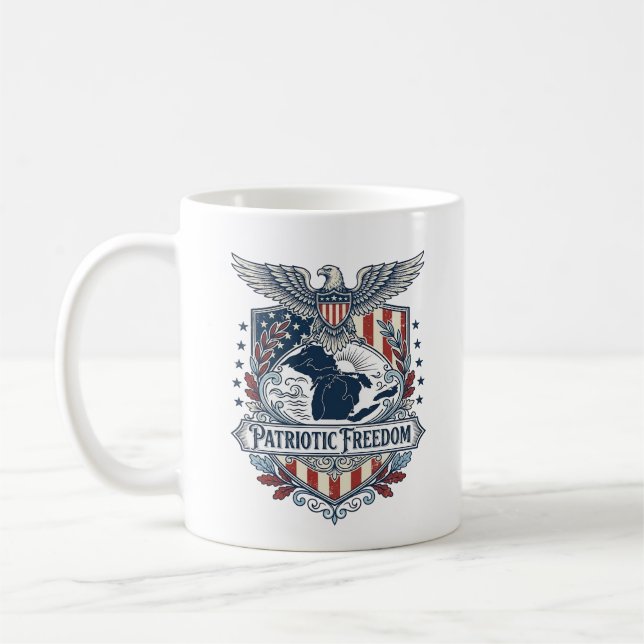 Patriotisk Great Lakes Pride Vector Grafisk T-shir Kaffemugg (Vänster)