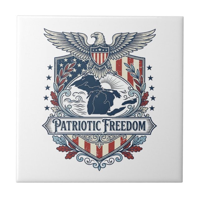 Patriotisk Great Lakes Pride Vector Grafisk T-shir Kakelplatta (Framsidan)