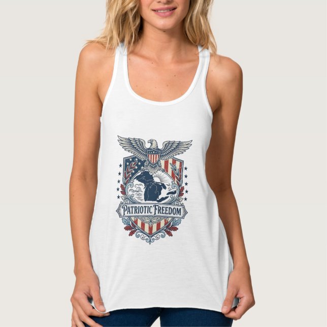 Patriotisk Great Lakes Pride Vector Grafisk T-shir Linne Med Racerback (Framsida)