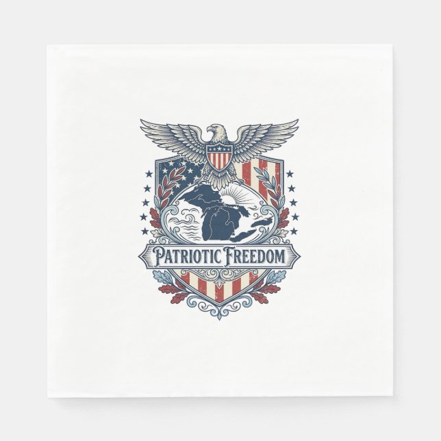 Patriotisk Great Lakes Pride Vector Grafisk T-shir Pappersservett (Framsidan)