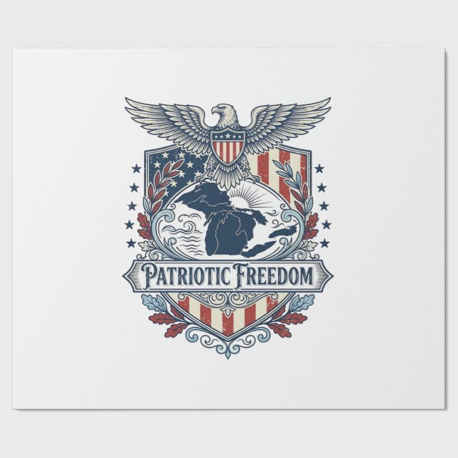 Patriotisk Great Lakes Pride Vector Grafisk T-shir Presentpapper (Platt)