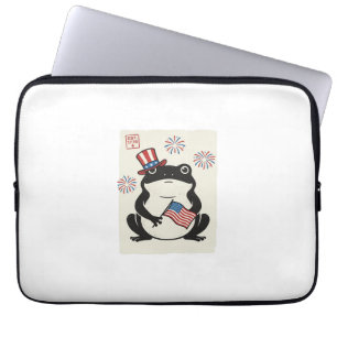 Patriotisk Groda Vintage Gravyr Vektor Konst_1 Laptop Fodral