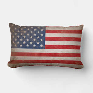 Patriotisk Grungeamerikanska flaggandekorativ Lumbarkudde