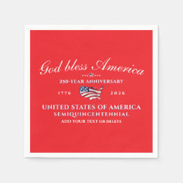 Patriotisk Gud Välsigne Amerika 250 Semiquincenten Pappersservett