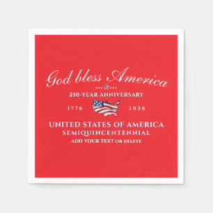 Patriotisk Gud Välsigne Amerika 250 Semiquincenten Pappersservett