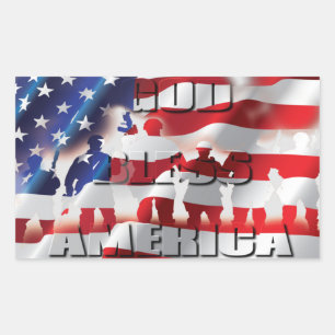 Patriotisk Gud välsigne Amerika Amerikansk flagga Rektangulärt Klistermärke