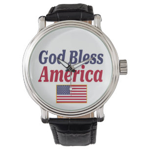 Patriotisk Gud välsigne Amerika-flagga Armbandsur