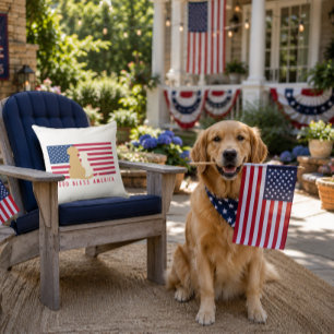 Patriotisk 'Gud välsigne Amerika' kastkudde Kudde