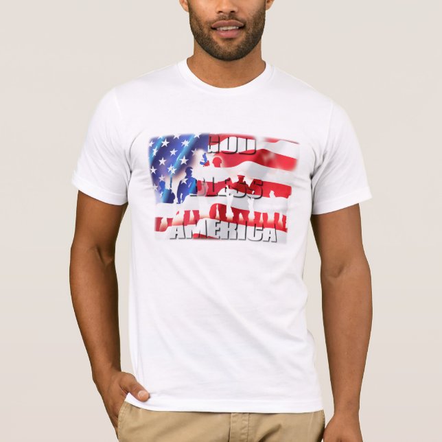 Patriotisk Gud välsigne Amerika Tee Shirt (Framsida)