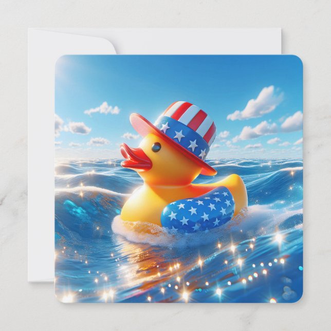 Patriotisk gul gummiankdans inbjudningar (Framsida)