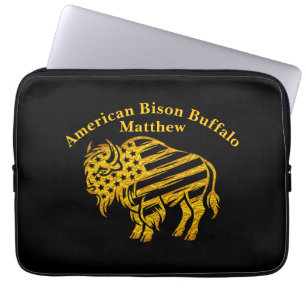 Patriotisk guldbison-design laptop fodral