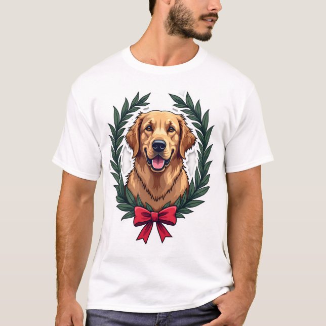 Patriotisk guldfärgad retrieverkrans vintage skjor t shirt (Framsida)
