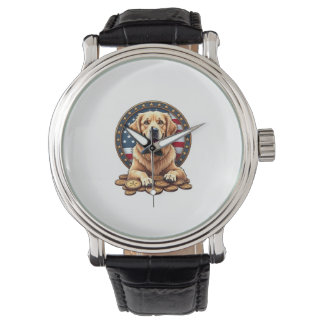 Patriotisk Guldhund Staplad Mynt Tröja Armbandsur